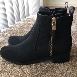 Black suede Tommy Hilfiger booties